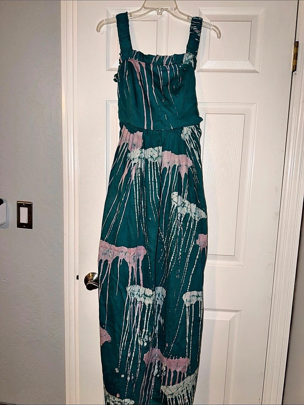 BÙSÁYO RN#164376 Cotton Abstract maxi dress in Green & Pink NWT